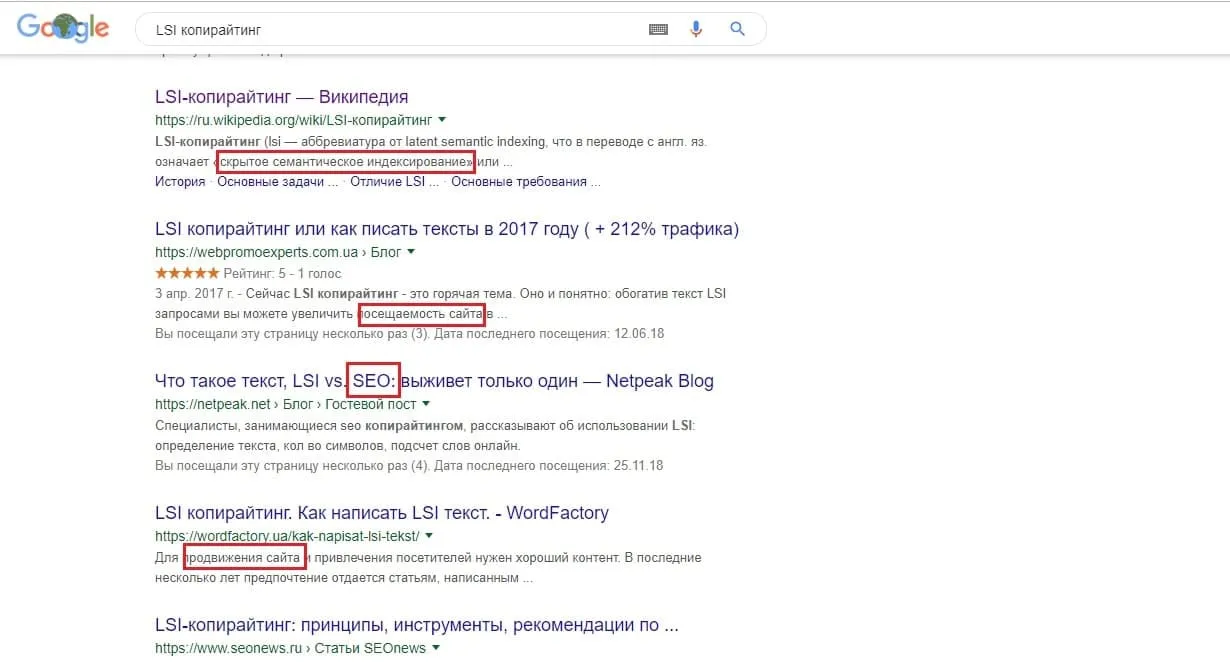 rLSI – релевантные слова в копирайтинге